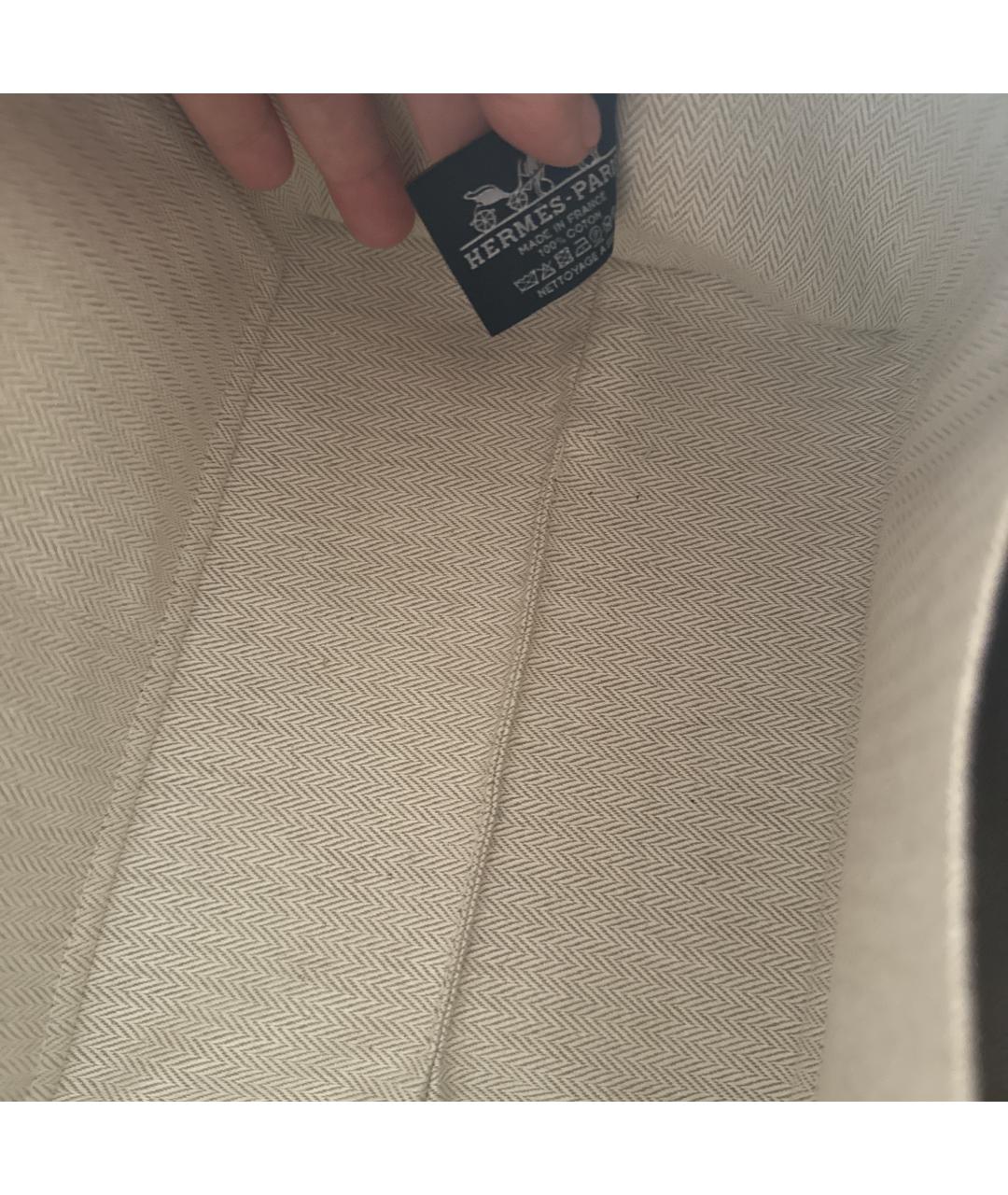 HERMES Темно-синяя хлопковая сумка с короткими ручками, фото 5