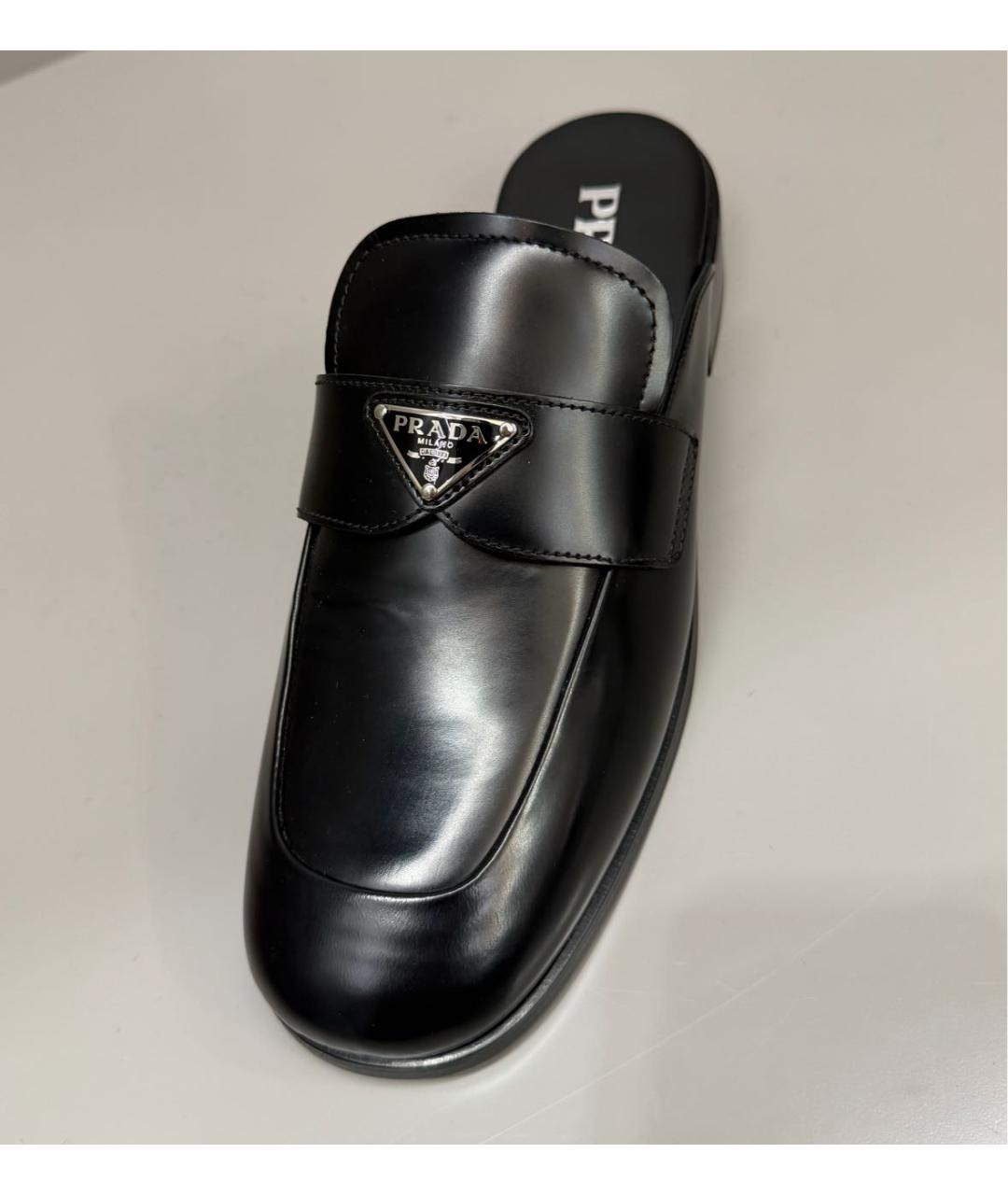 PRADA Черные кожаные мюли, фото 3