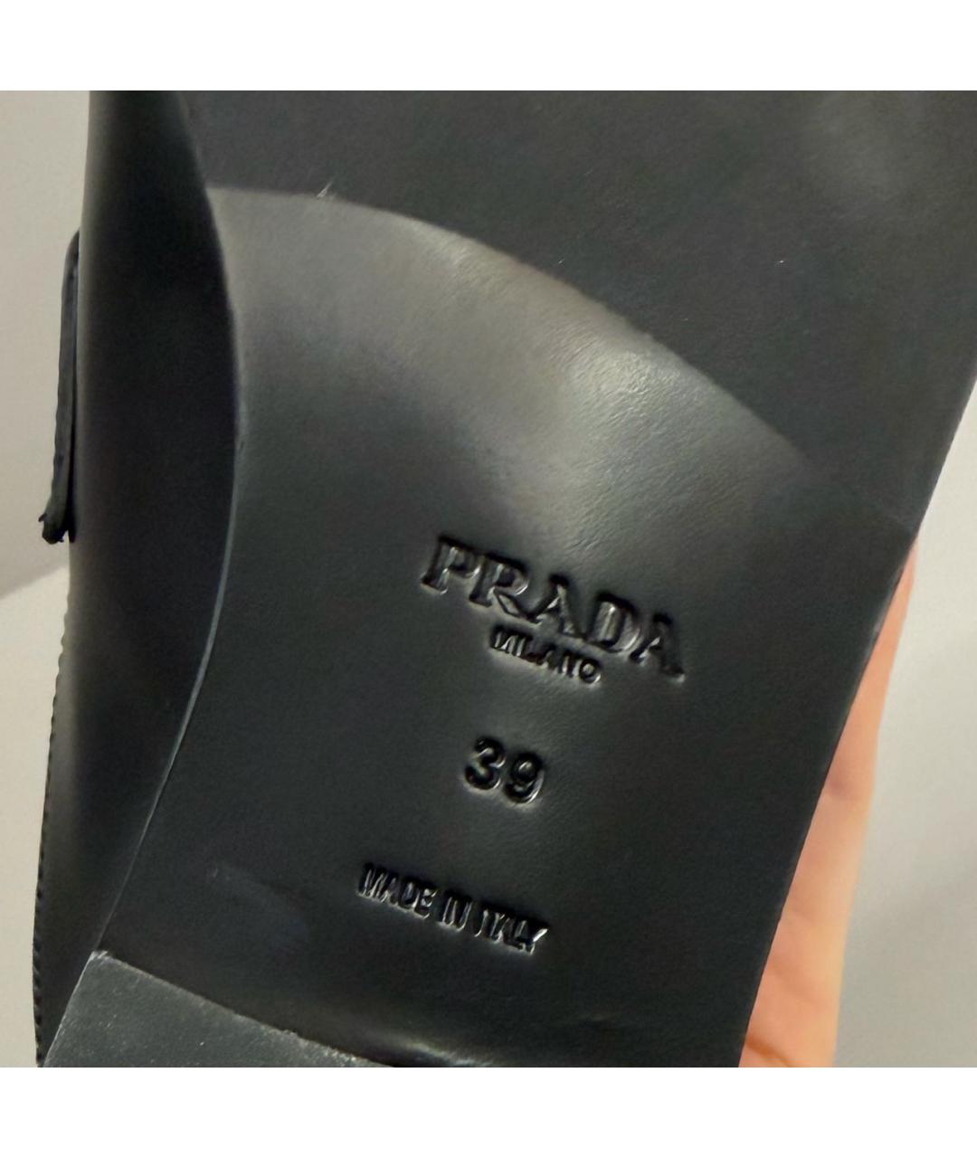 PRADA Черные кожаные мюли, фото 5