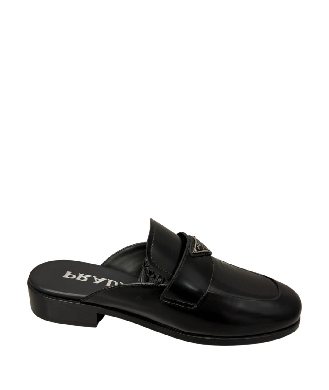 PRADA Черные кожаные мюли, фото 1