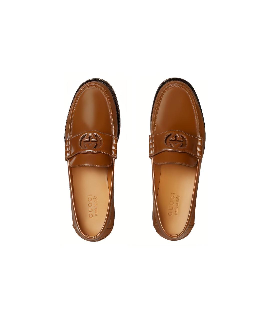 GUCCI Коричневые кожаные лоферы, фото 4