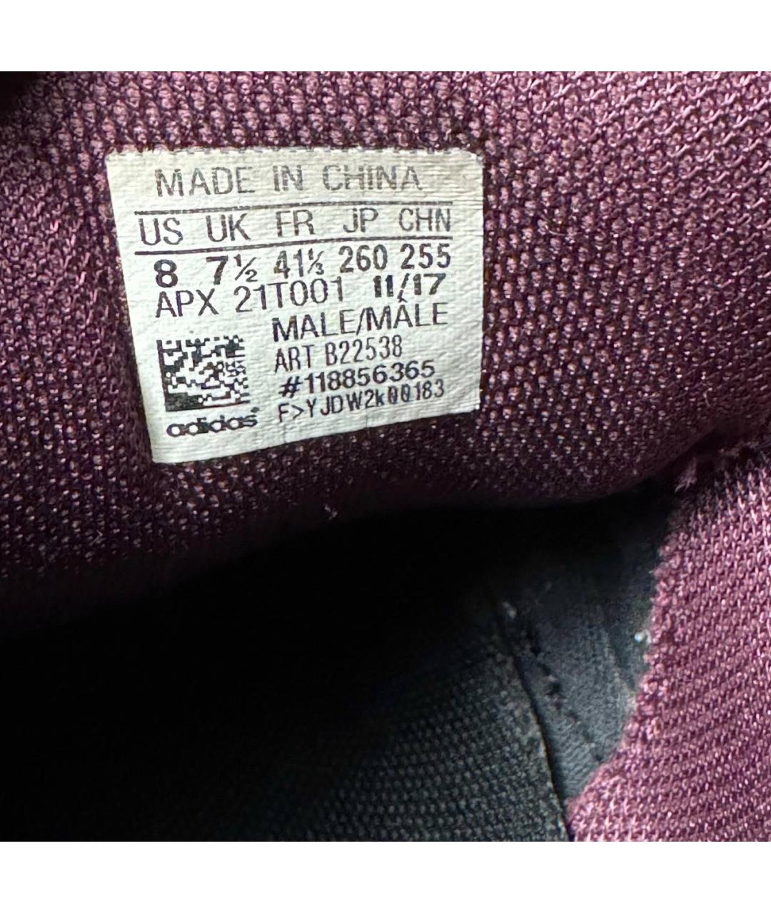 ADIDAS X RAF SIMONS Бордовые текстильные низкие кроссовки / кеды, фото 5