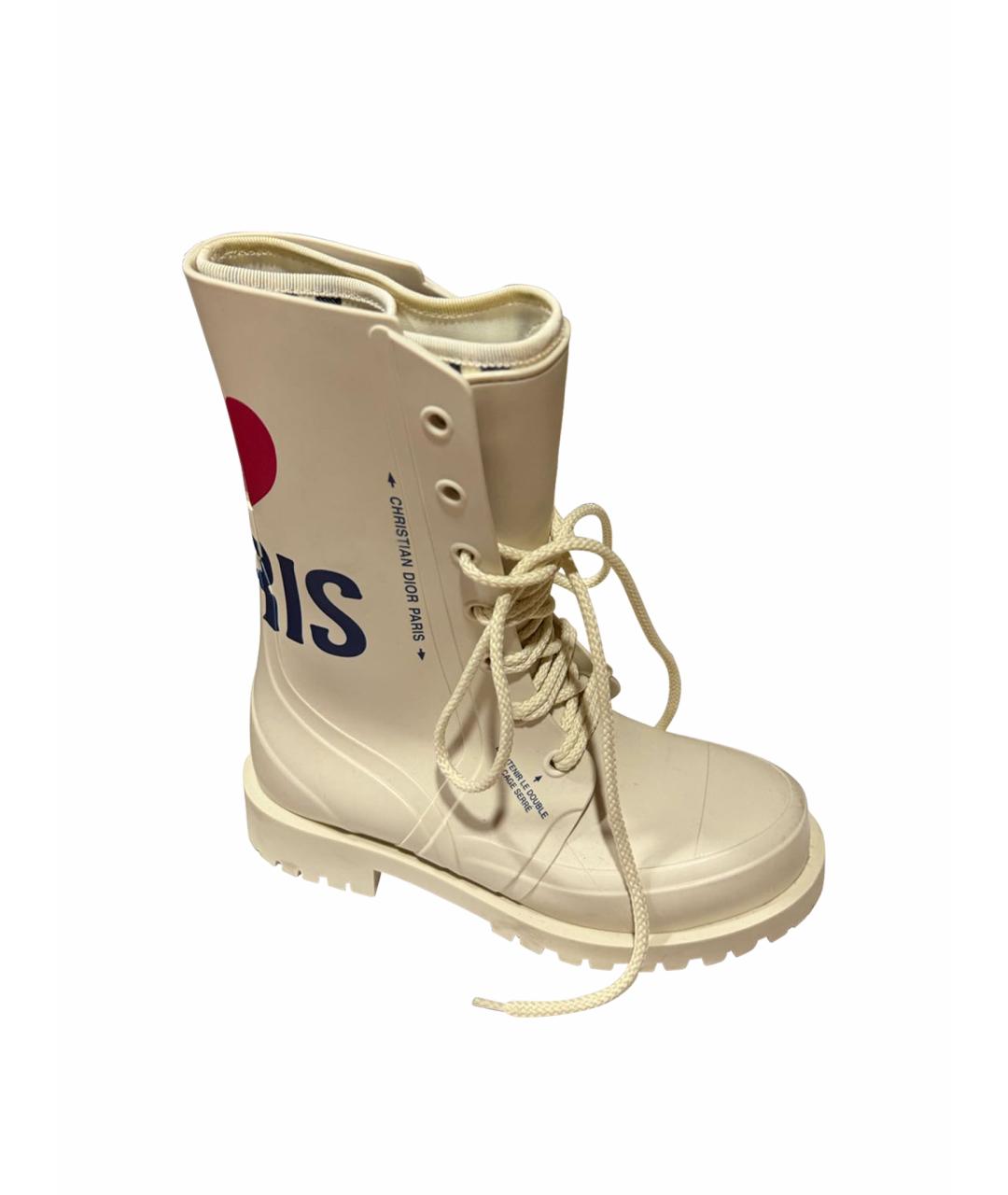 CHRISTIAN DIOR Белые резиновые сапоги, фото 1