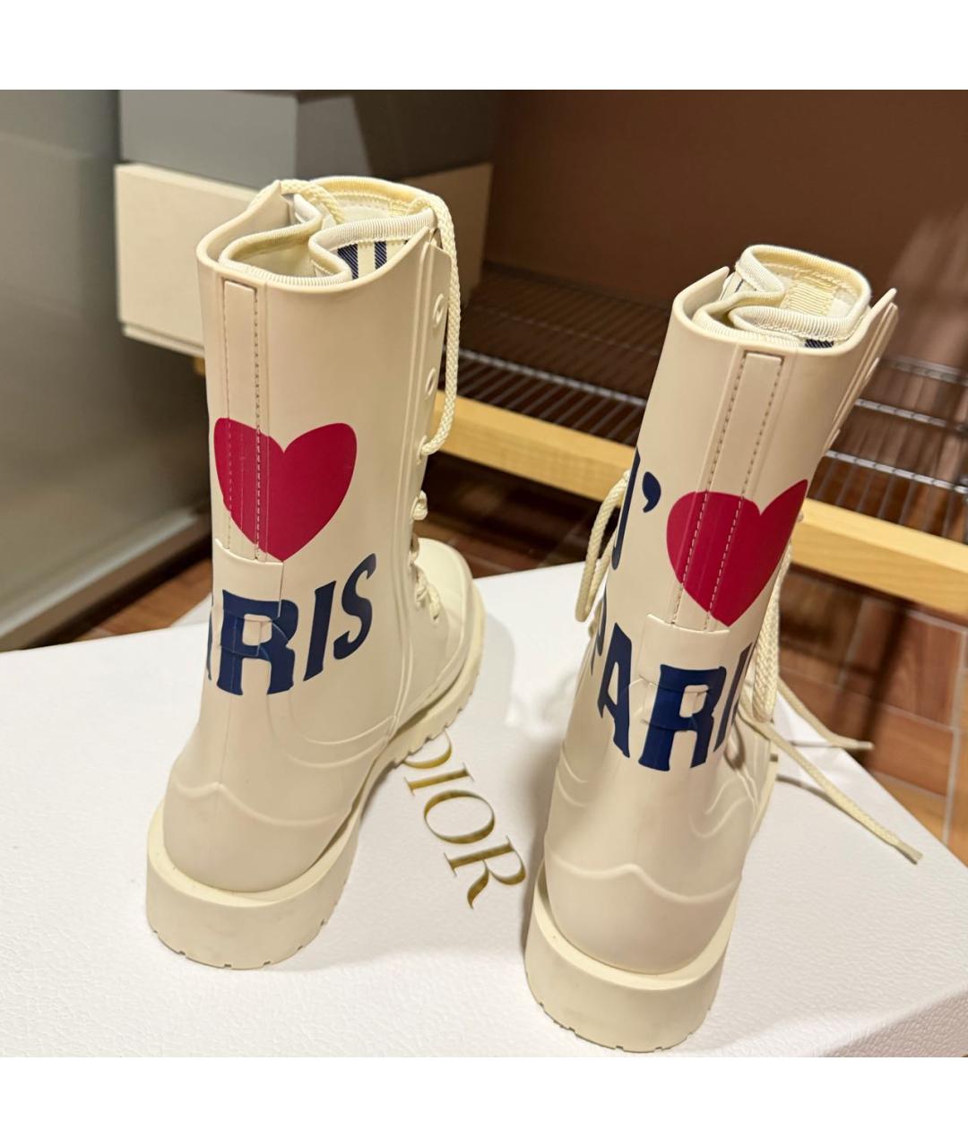 CHRISTIAN DIOR Белые резиновые сапоги, фото 4