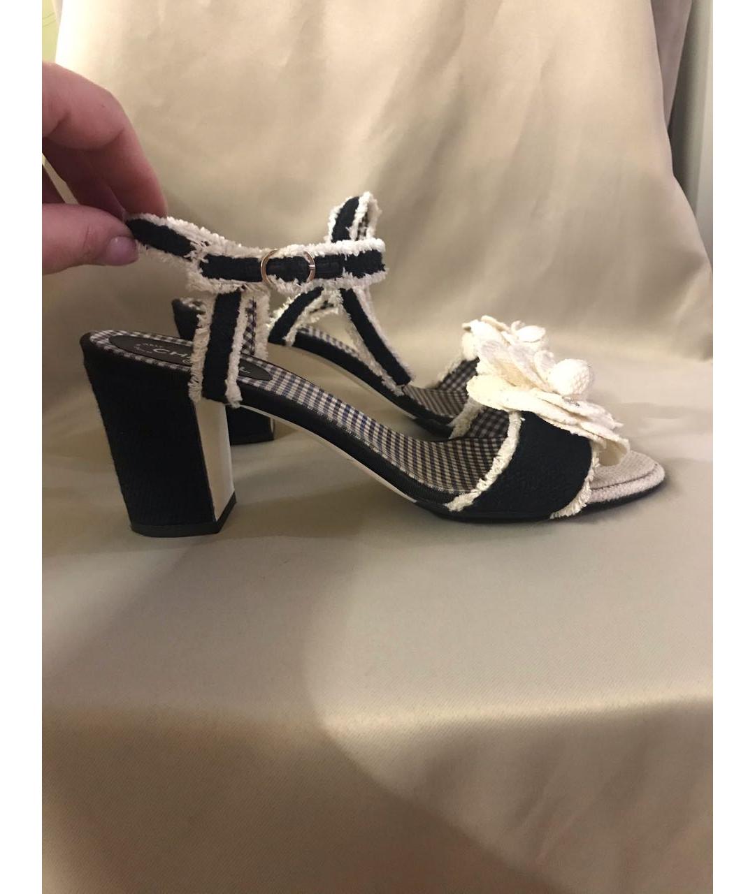 CHANEL Мульти текстильные босоножки, фото 5