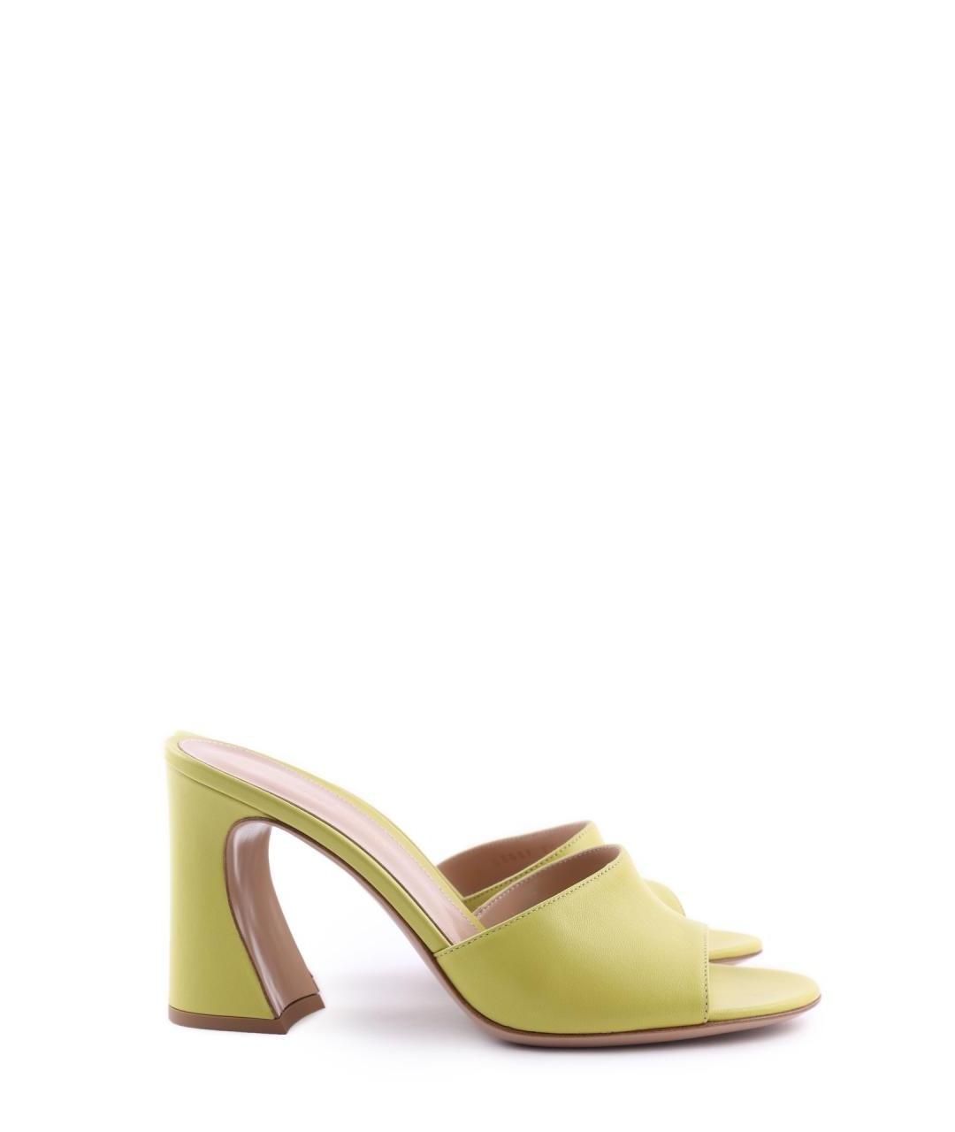 GIANVITO ROSSI Желтые кожаные мюли, фото 1