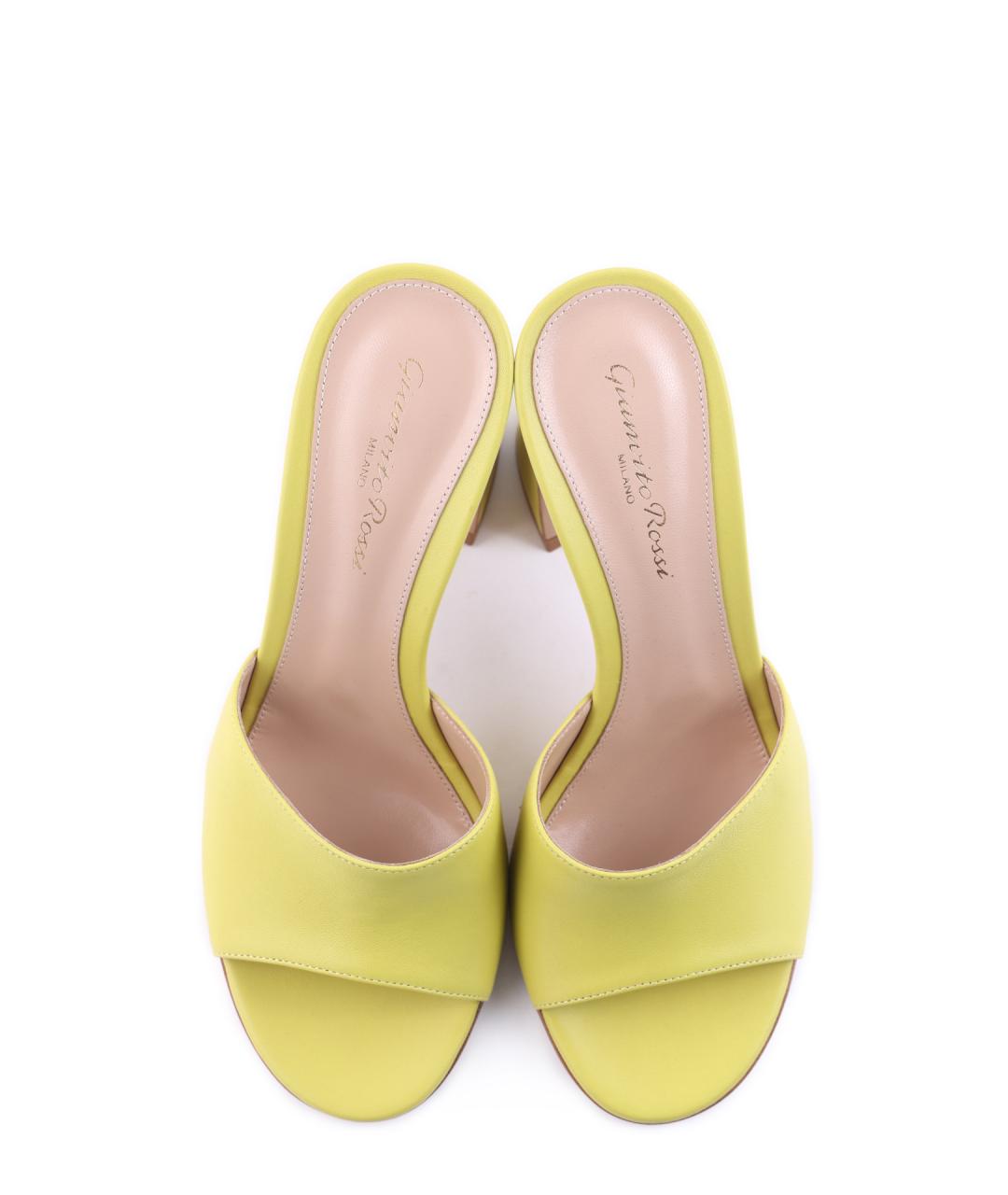 GIANVITO ROSSI Желтые кожаные мюли, фото 4