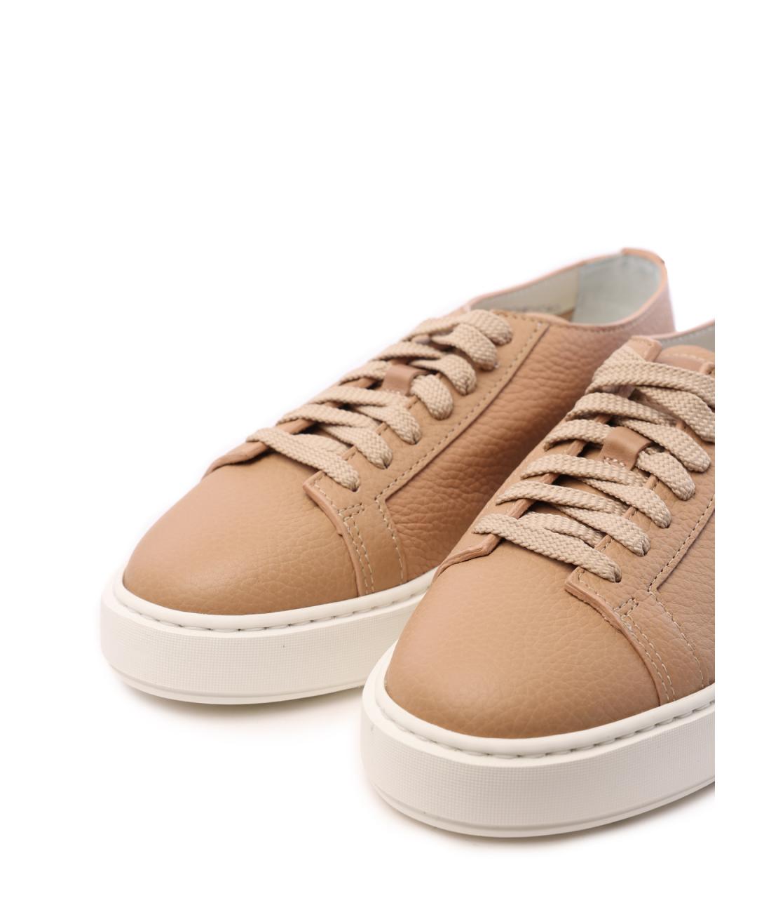 SANTONI Бежевые кожаные кеды, фото 6