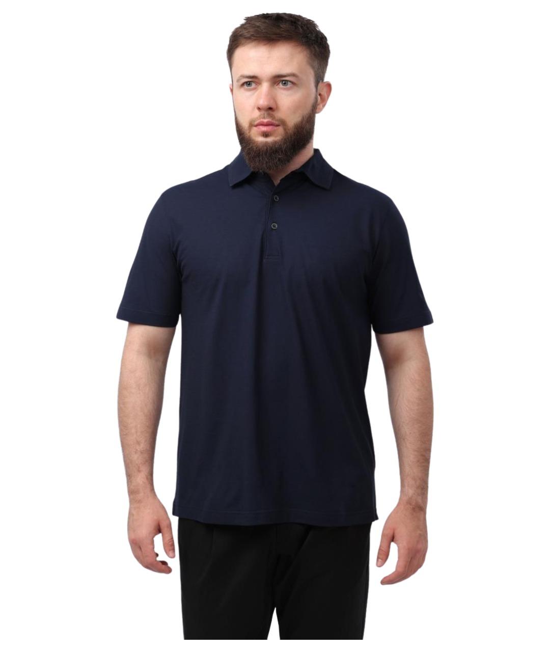 HERNO Темно-синее хлопковое поло с коротким рукавом, фото 1