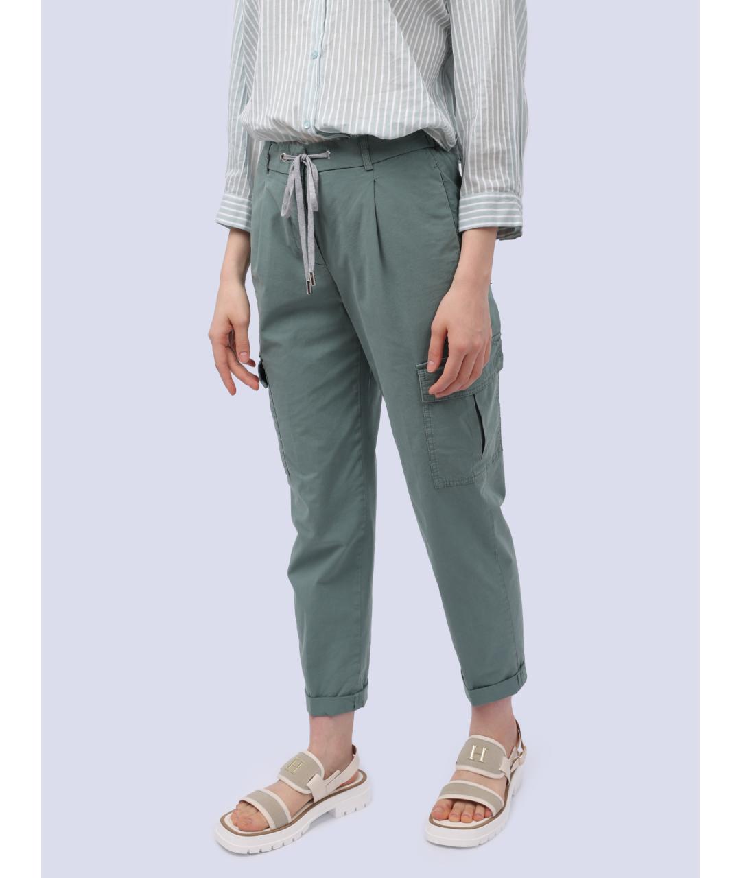 PESERICO Зеленые прямые брюки, фото 3