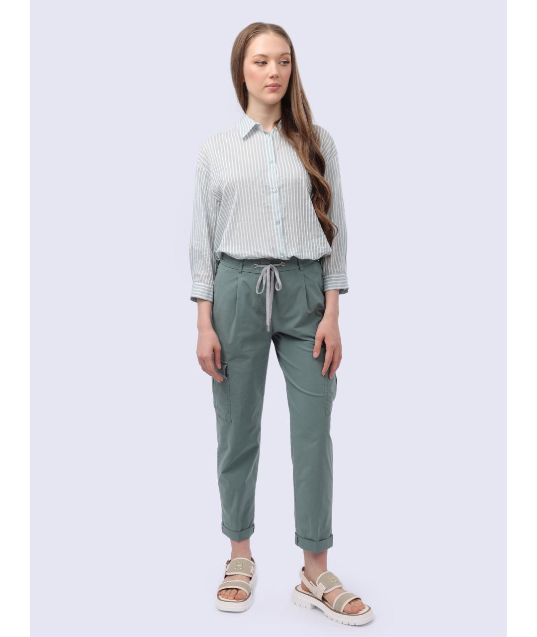 PESERICO Зеленые прямые брюки, фото 2