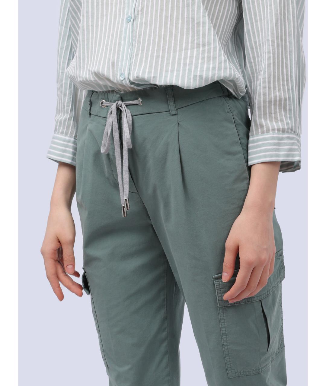 PESERICO Зеленые прямые брюки, фото 4