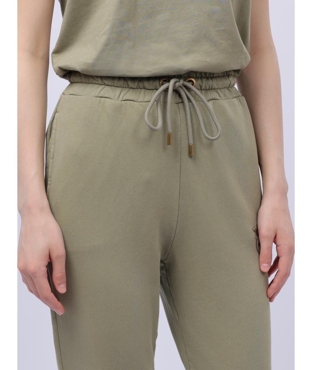 PINKO Хаки хлопковые спортивные брюки и шорты, фото 4