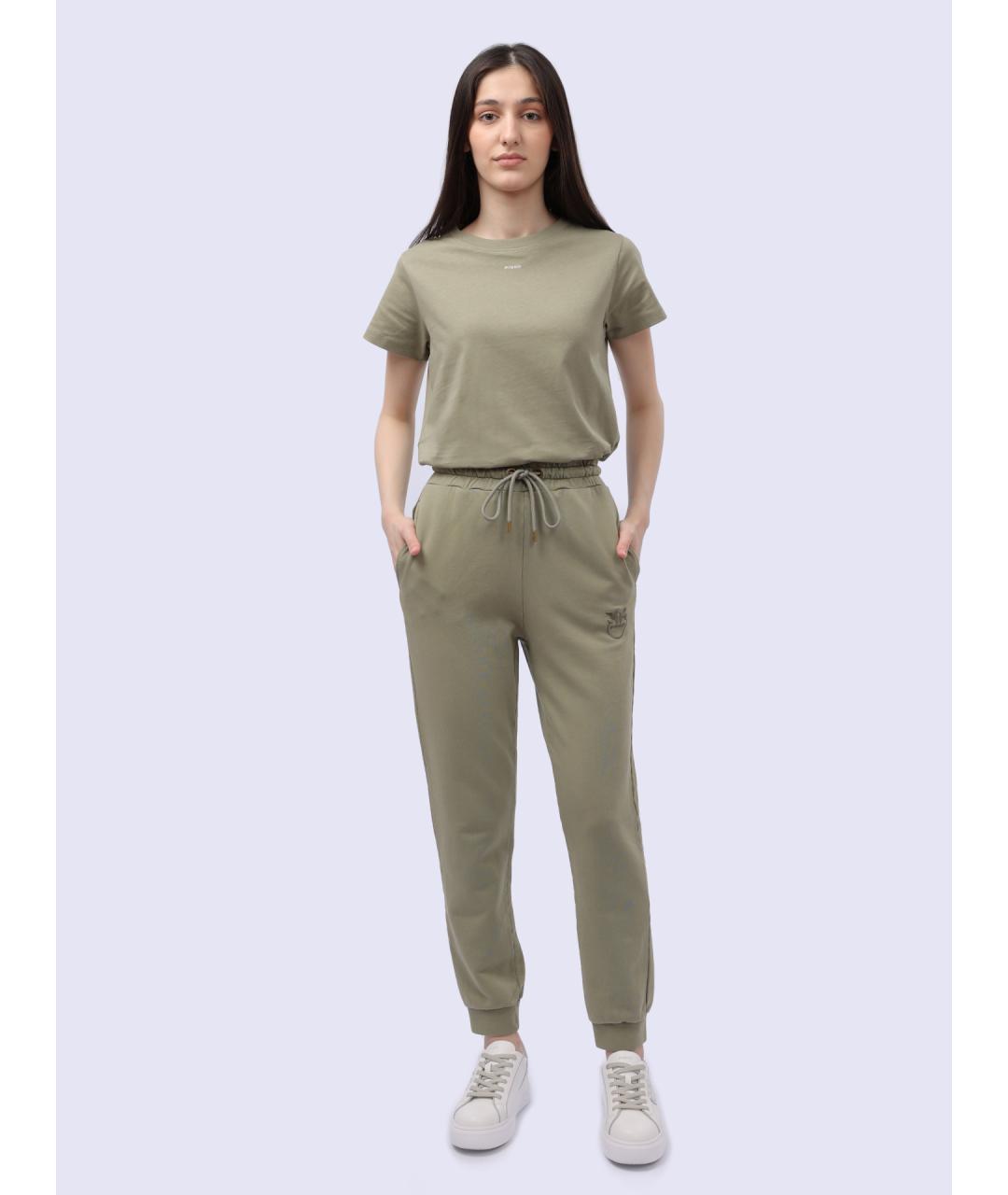 PINKO Хаки хлопковые спортивные брюки и шорты, фото 2