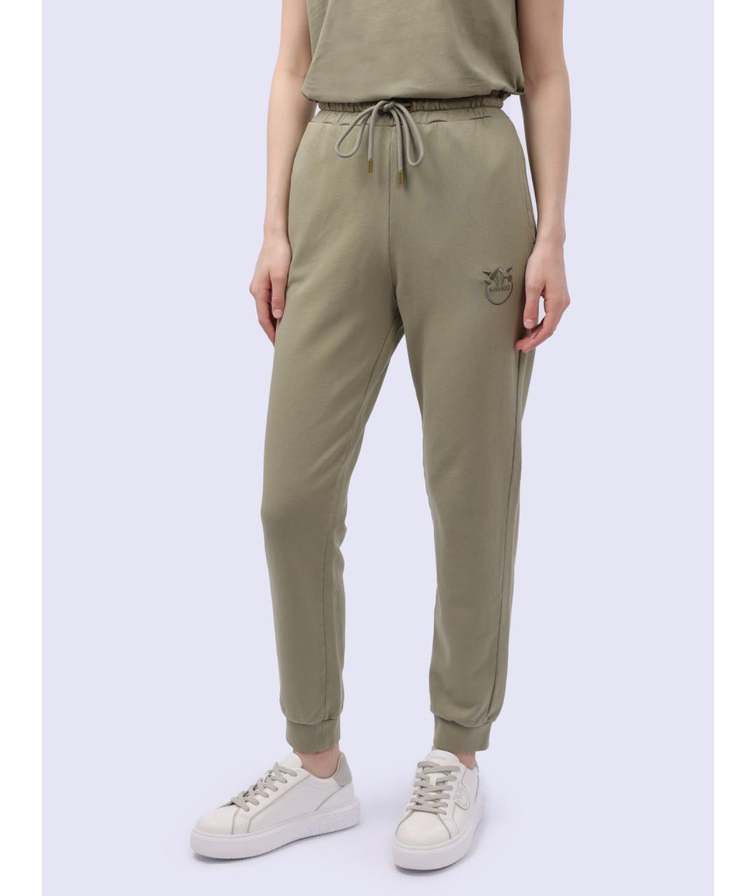 PINKO Хаки хлопковые спортивные брюки и шорты, фото 3