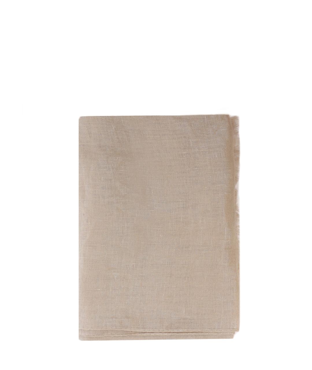 BRUNELLO CUCINELLI Бежевый льняной шарф, фото 2