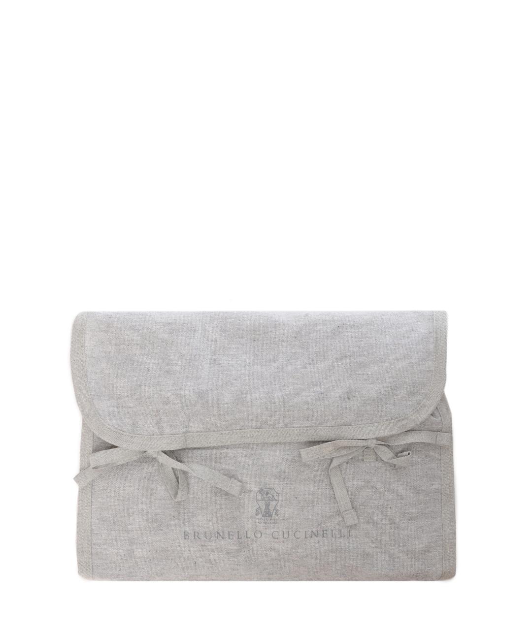 BRUNELLO CUCINELLI Бежевый льняной шарф, фото 4