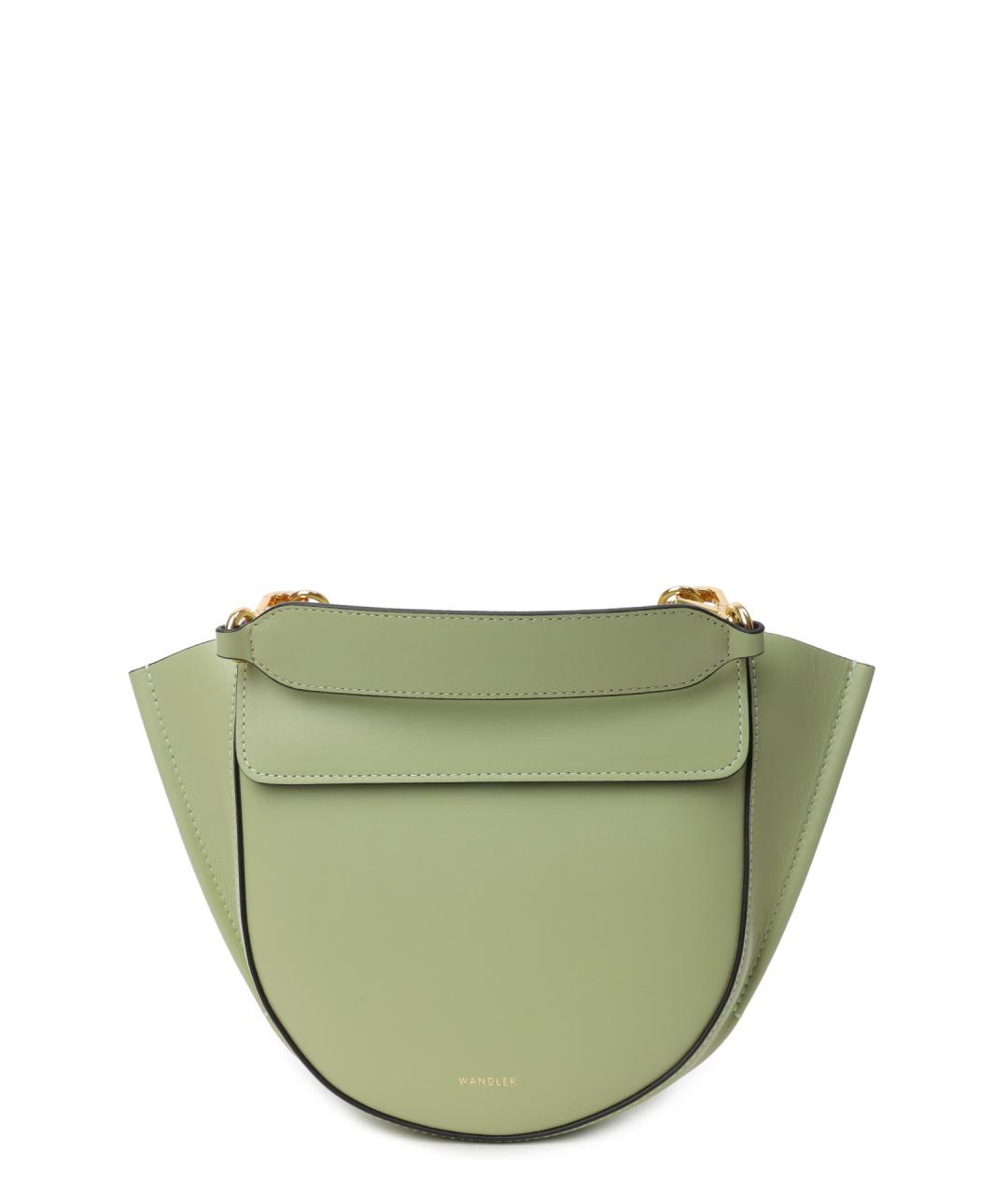 WANDLER Зеленая кожаная сумка с короткими ручками, фото 1