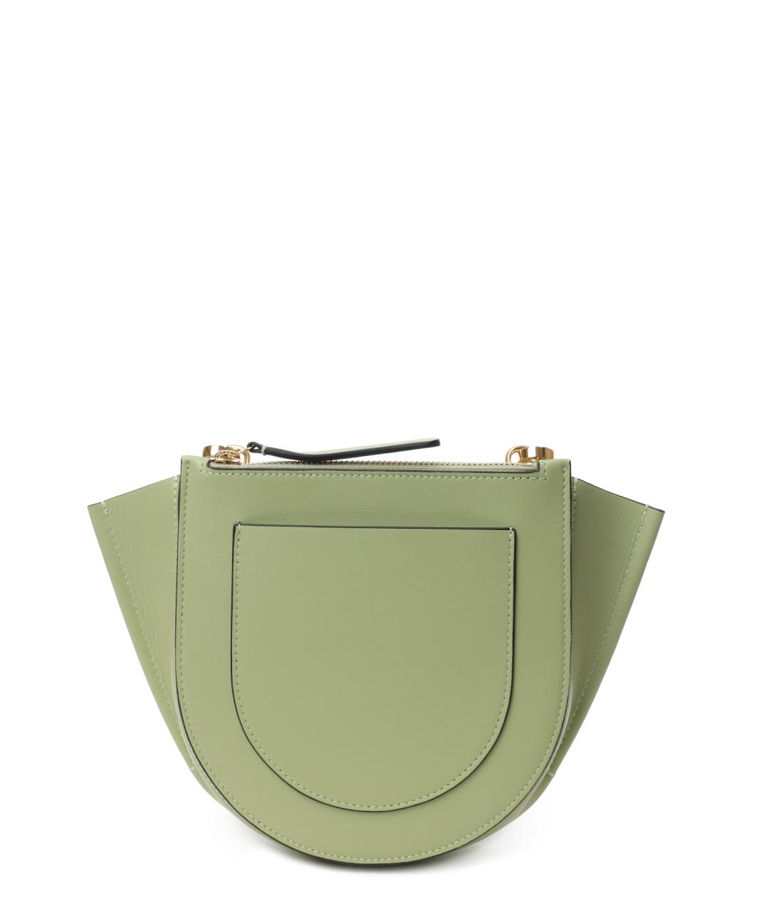 WANDLER Зеленая кожаная сумка с короткими ручками, фото 4