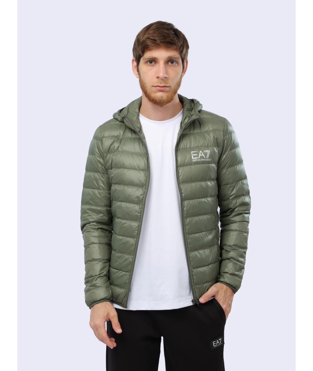 EA7 Зеленый полиэстеровый пуховик, фото 7