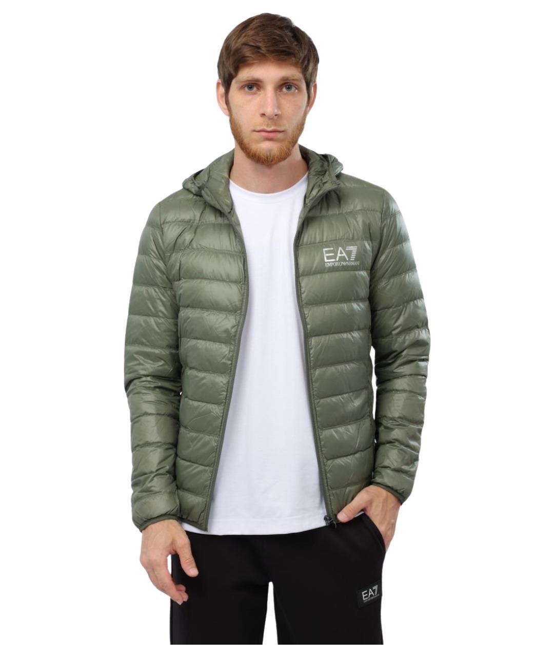 EA7 Зеленый полиэстеровый пуховик, фото 1
