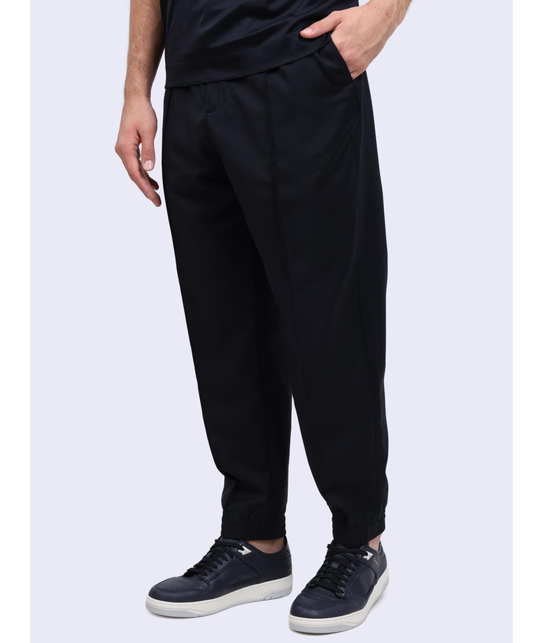 EMPORIO ARMANI Темно-синие повседневные брюки, фото 3