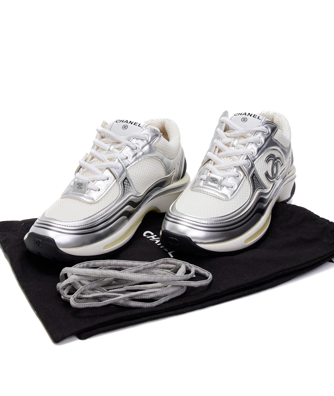 CHANEL Серые текстильные кроссовки, фото 8