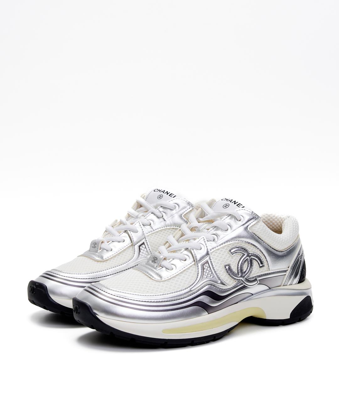 CHANEL Серые текстильные кроссовки, фото 2