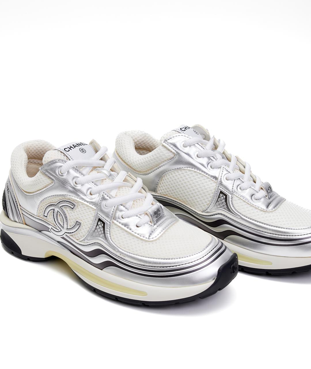 CHANEL Серые текстильные кроссовки, фото 5