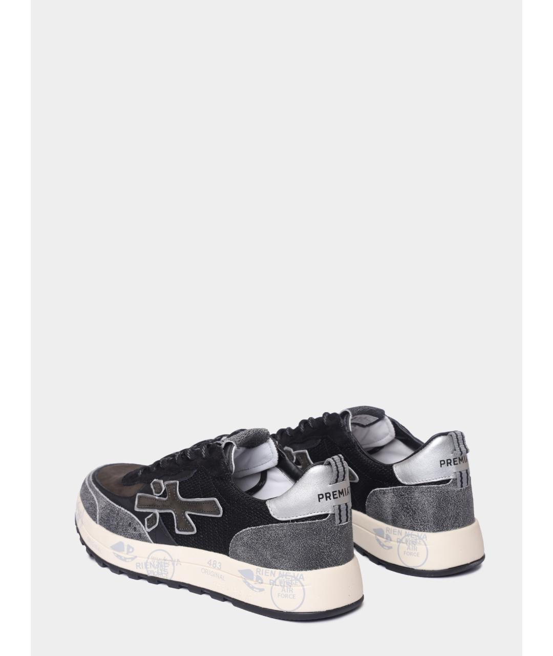 PREMIATA Черные кожаные низкие кроссовки / кеды, фото 5