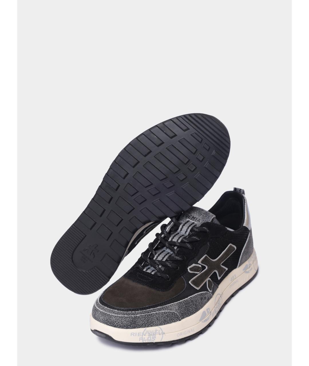 PREMIATA Черные кожаные низкие кроссовки / кеды, фото 4