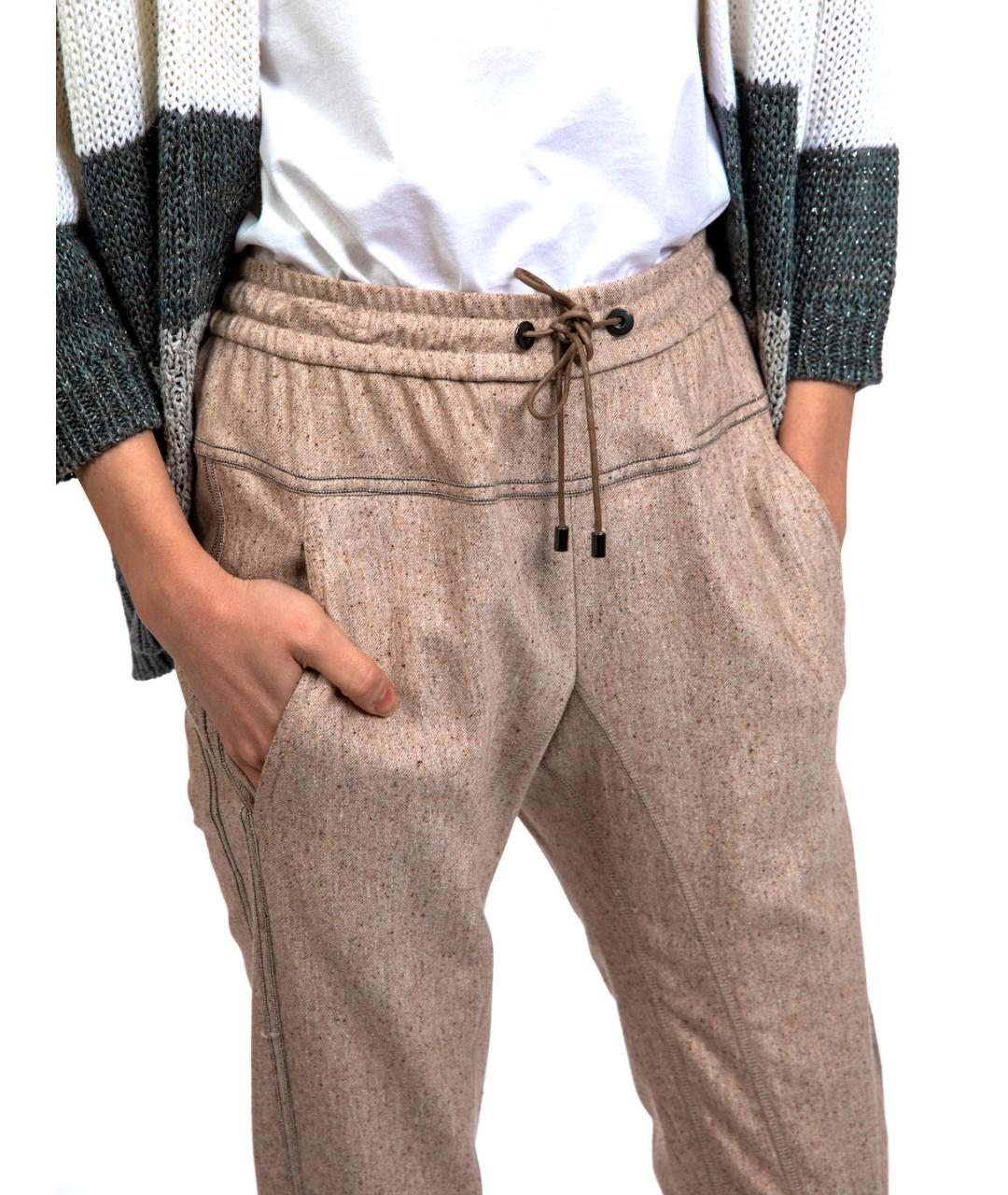 BRUNELLO CUCINELLI Бежевые брюки узкие, фото 3