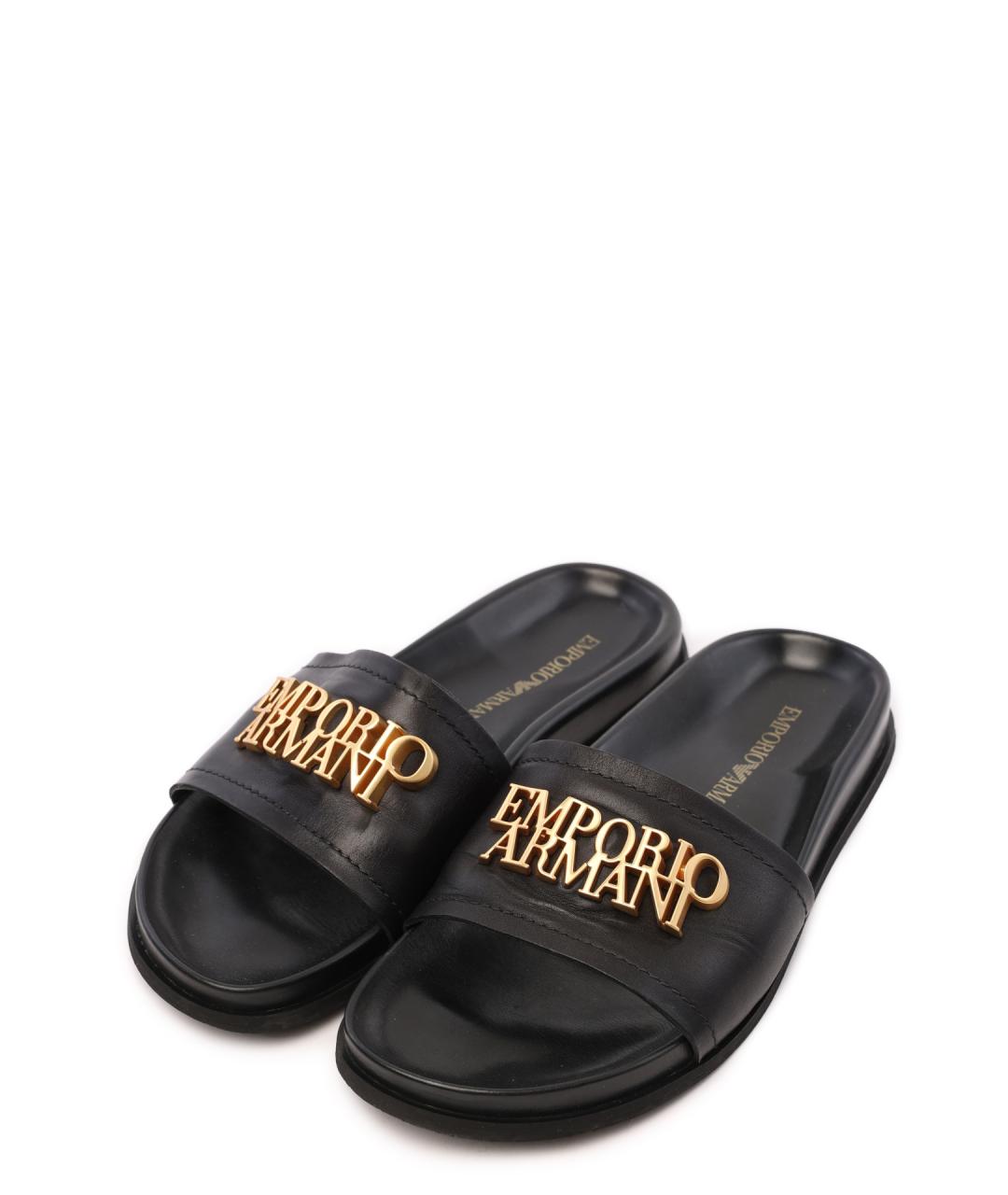 EMPORIO ARMANI Черные шлепанцы, фото 2
