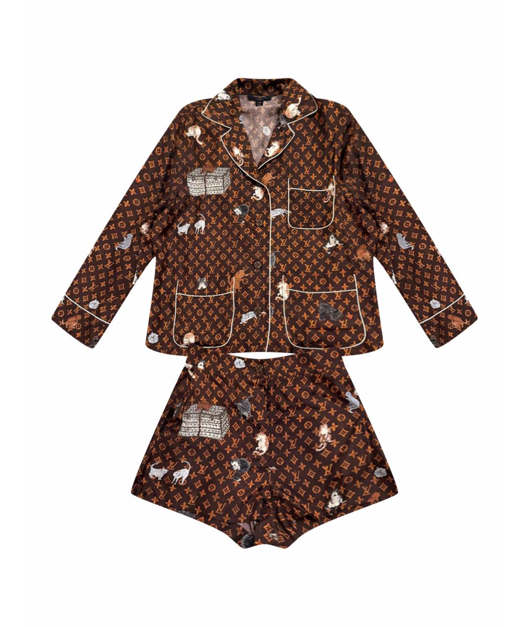 LOUIS VUITTON Коричневый шелковый костюм с брюками, фото 1