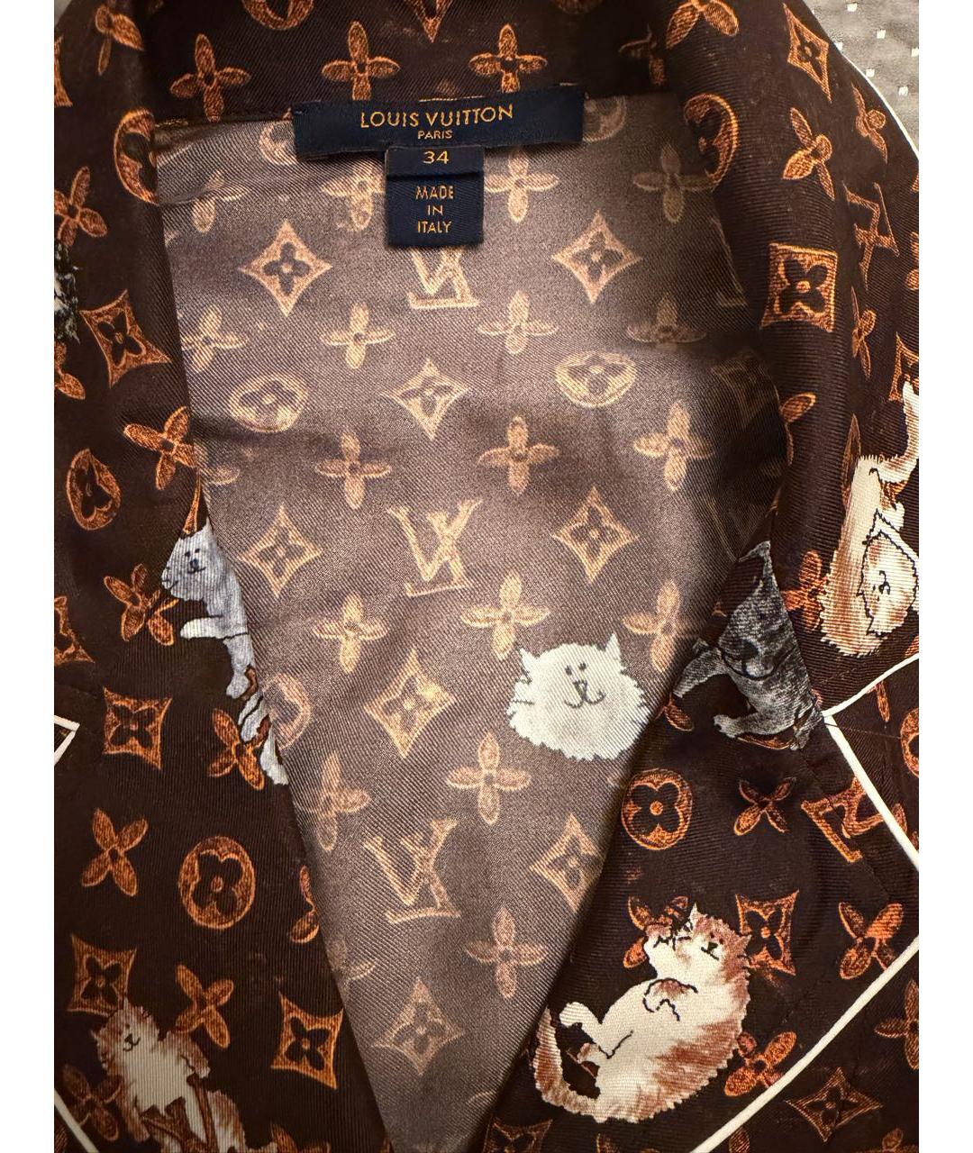 LOUIS VUITTON Коричневый шелковый костюм с брюками, фото 3