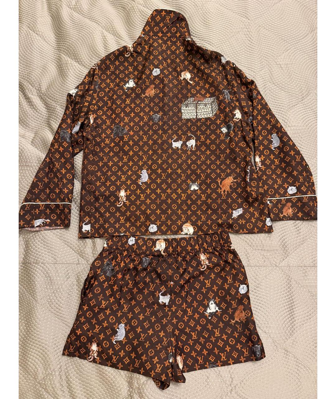 LOUIS VUITTON Коричневый шелковый костюм с брюками, фото 2