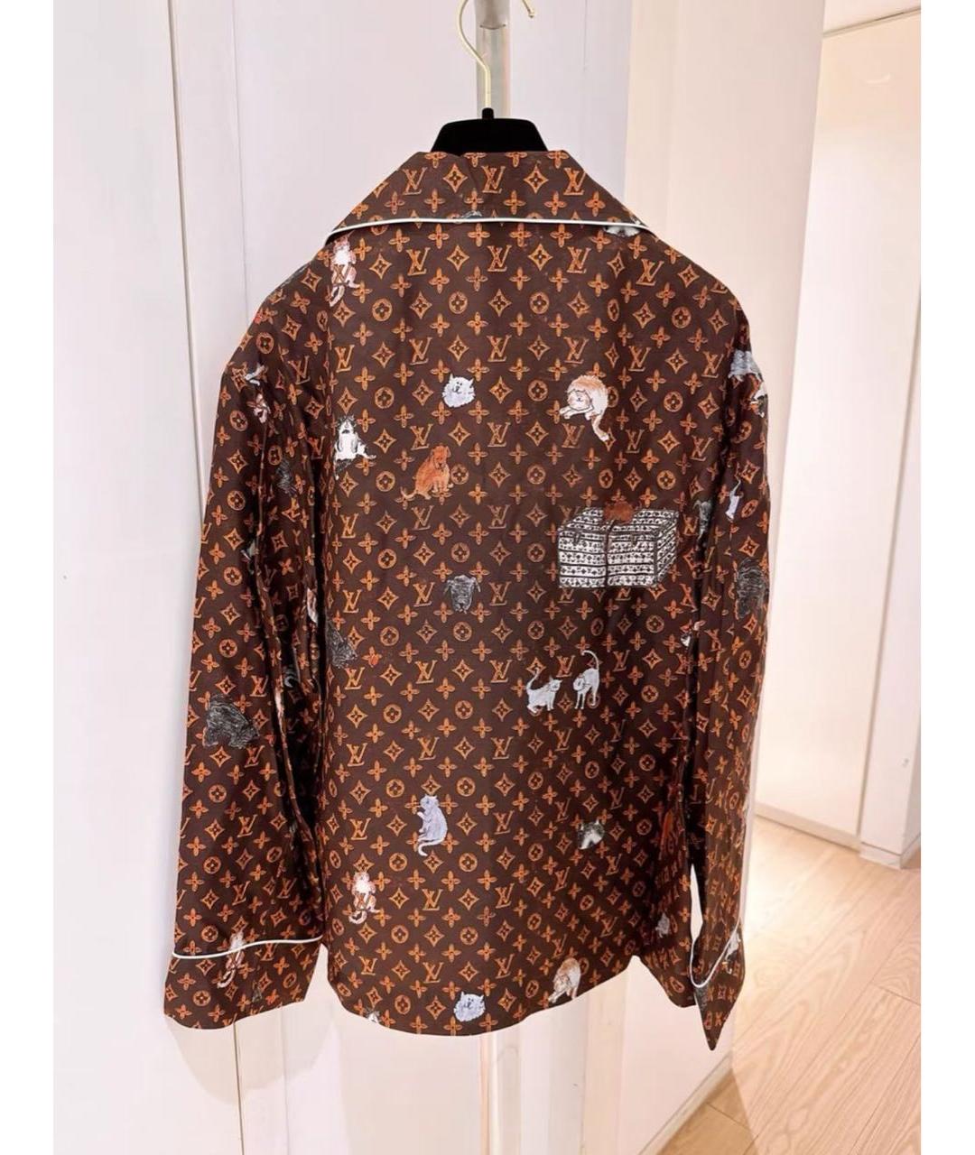 LOUIS VUITTON Коричневый шелковый костюм с брюками, фото 7