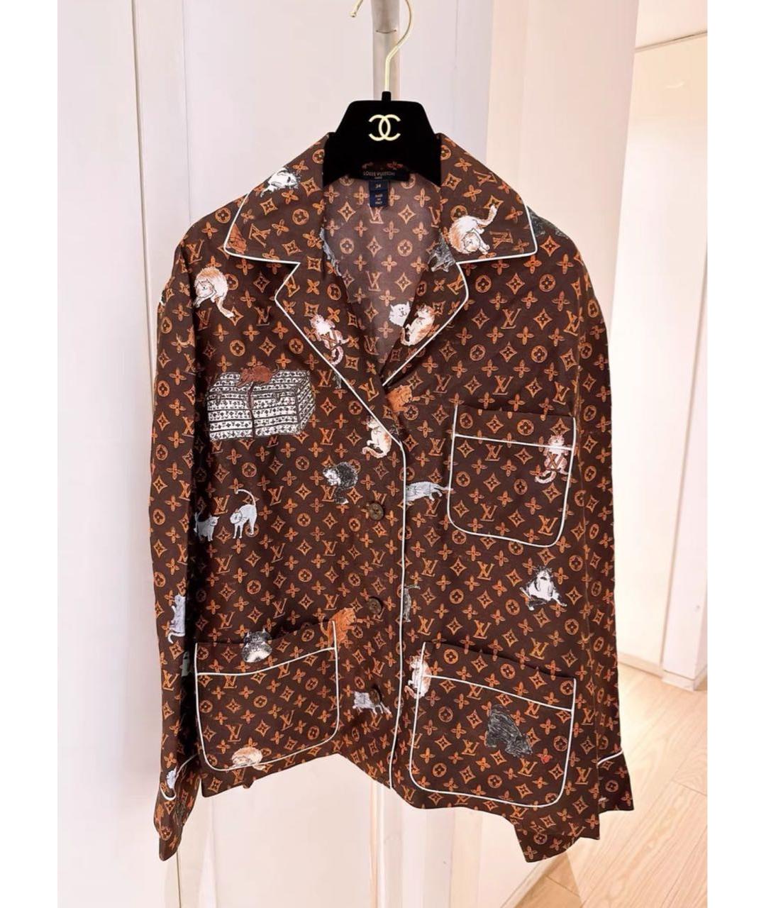 LOUIS VUITTON Коричневый шелковый костюм с брюками, фото 6