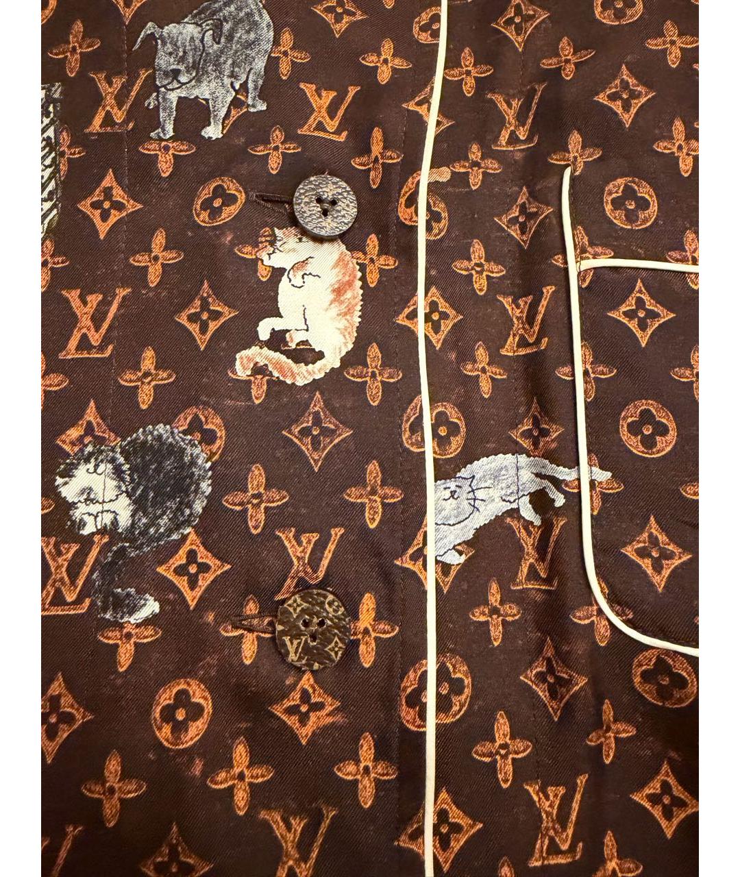 LOUIS VUITTON Коричневый шелковый костюм с брюками, фото 4