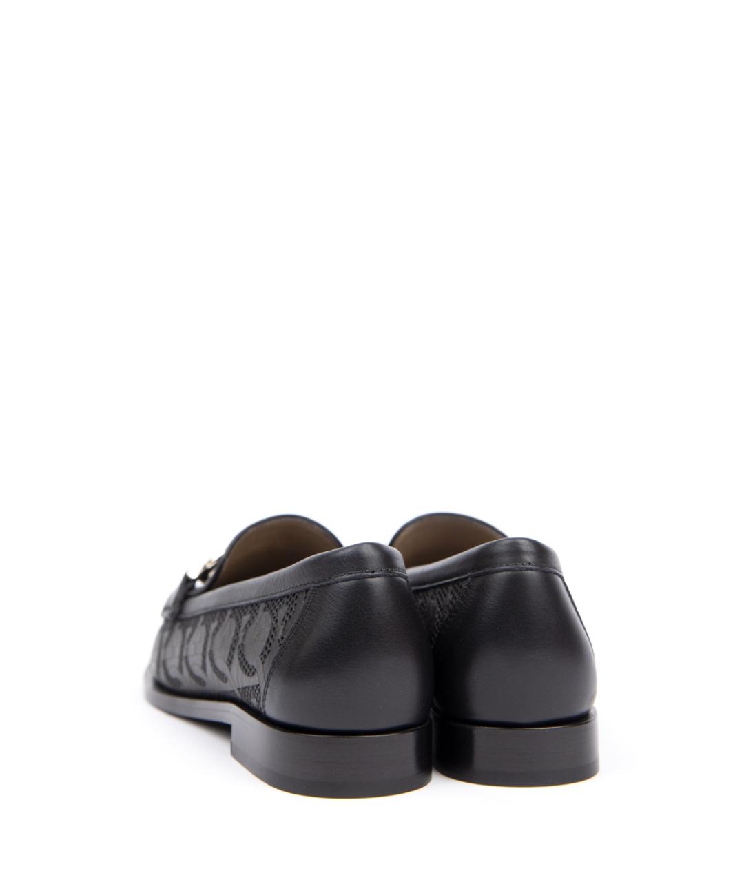 FERRAGAMO Черные кожаные лоферы, фото 3