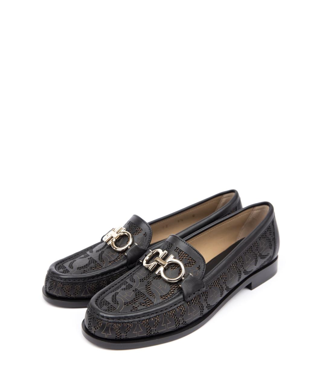 FERRAGAMO Черные кожаные лоферы, фото 2
