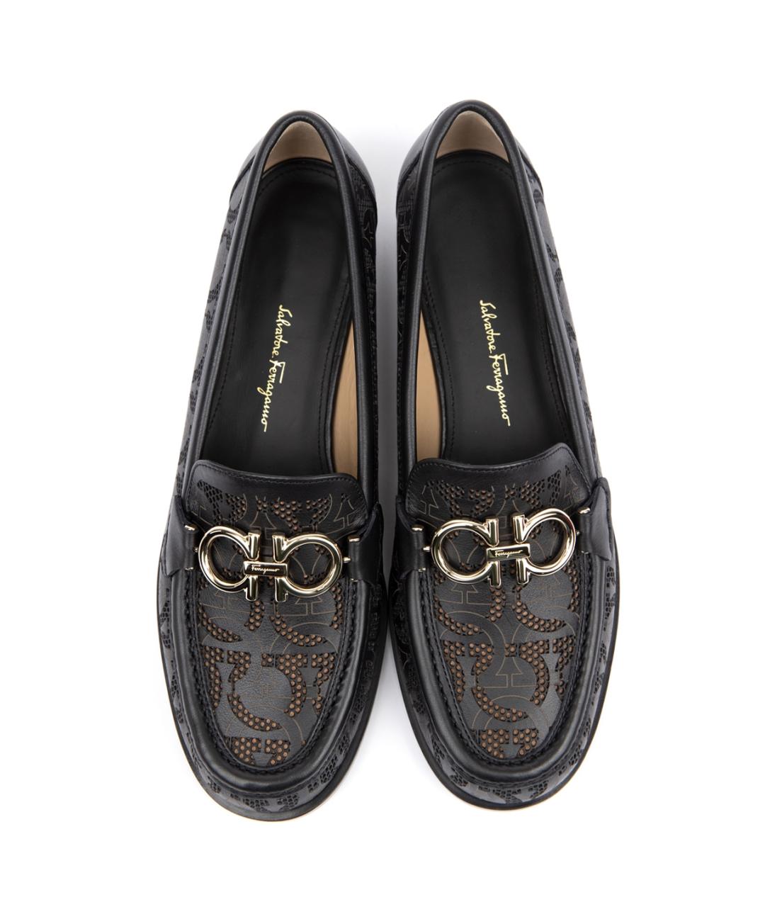 FERRAGAMO Черные кожаные лоферы, фото 4
