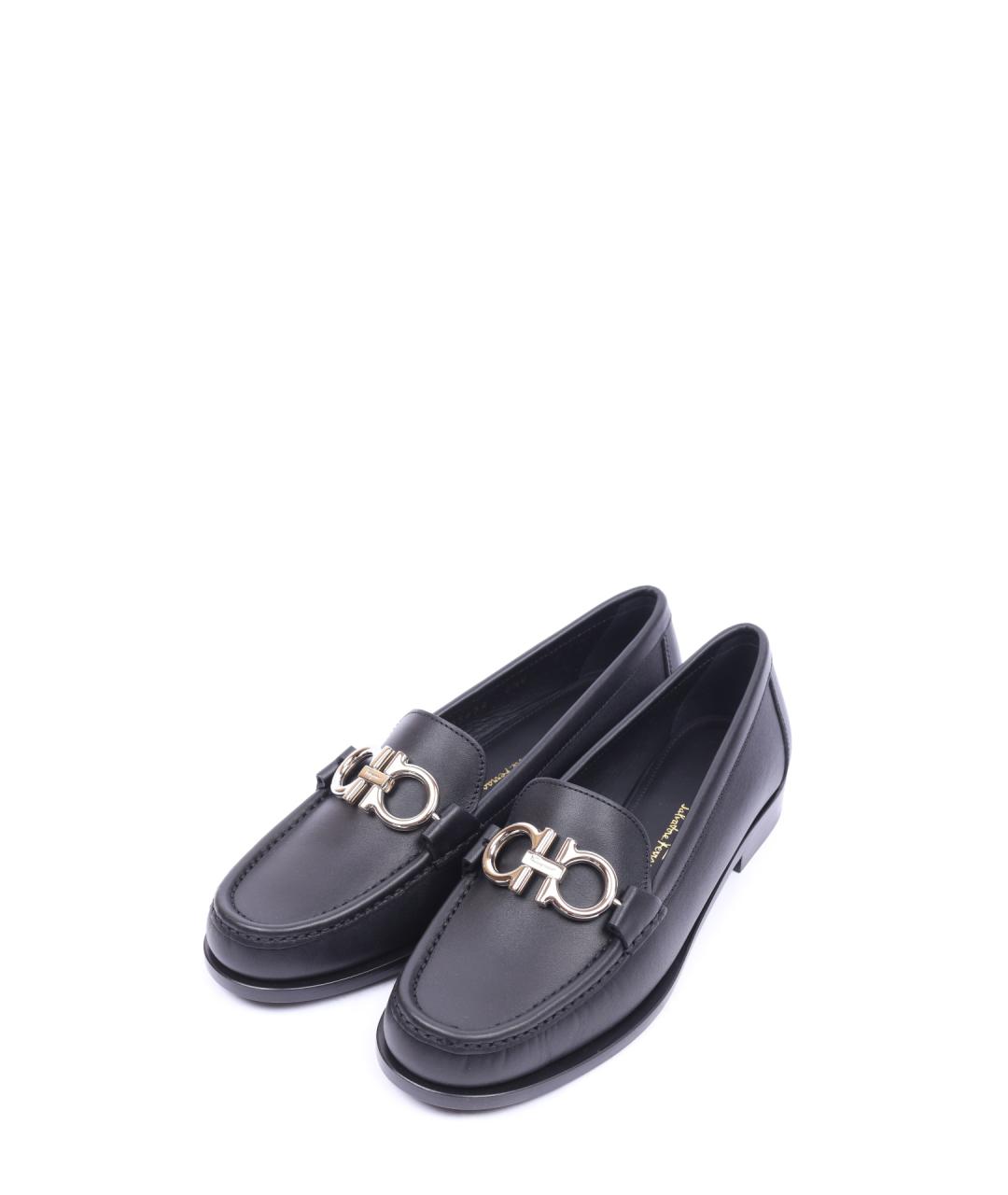 FERRAGAMO Черные кожаные мокасины, фото 2