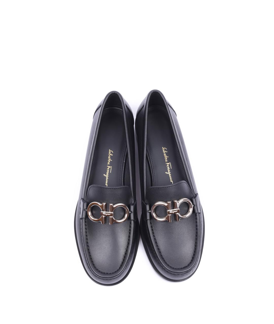 FERRAGAMO Черные кожаные мокасины, фото 4