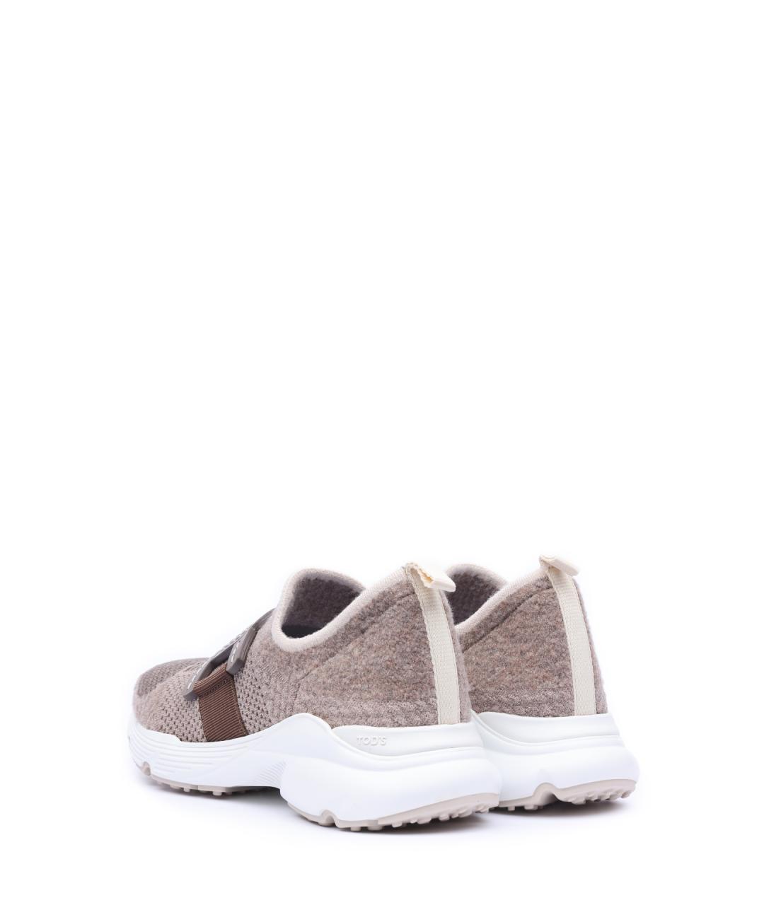 TOD'S Бежевые текстильные кроссовки, фото 4