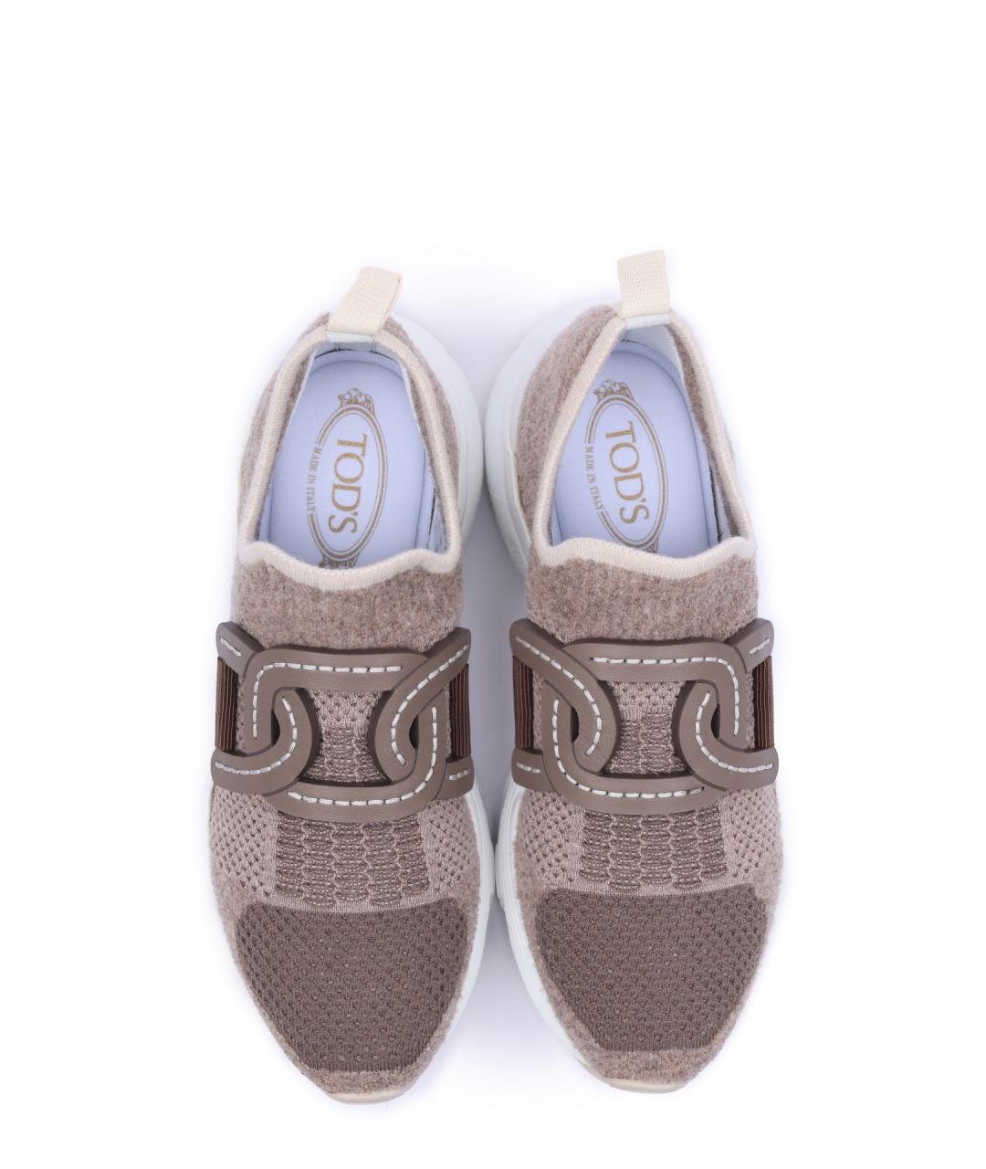 TOD'S Бежевые текстильные кроссовки, фото 5