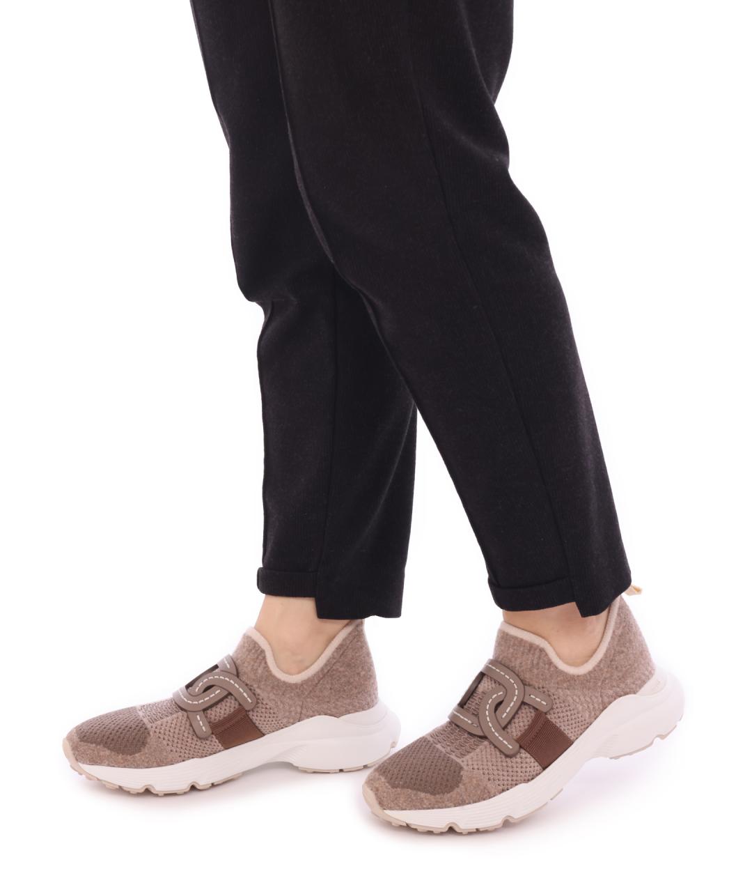 TOD'S Бежевые текстильные кроссовки, фото 2