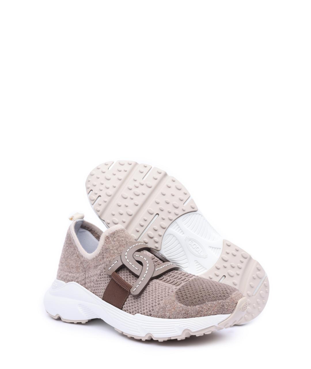 TOD'S Бежевые текстильные кроссовки, фото 6