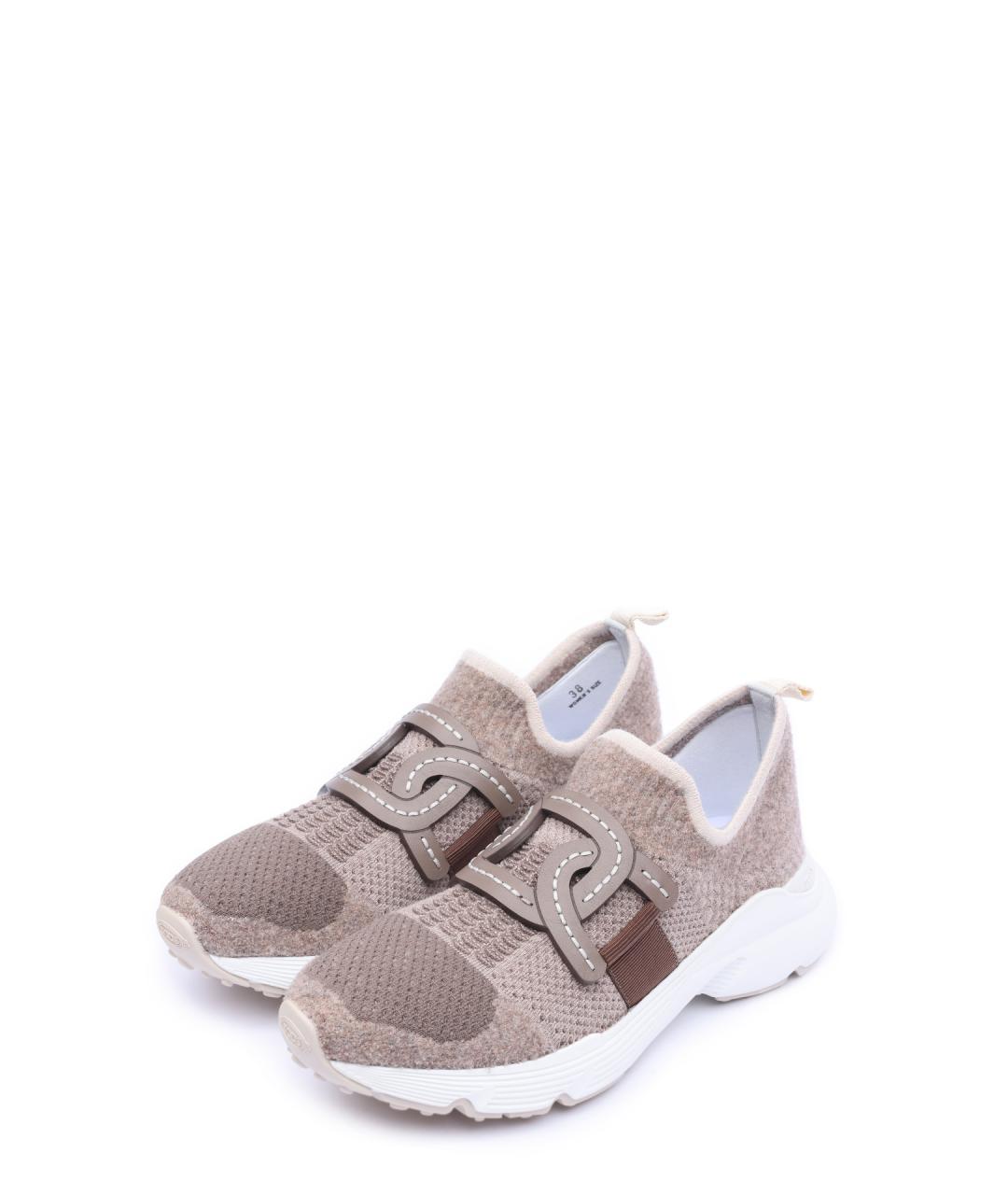 TOD'S Бежевые текстильные кроссовки, фото 3