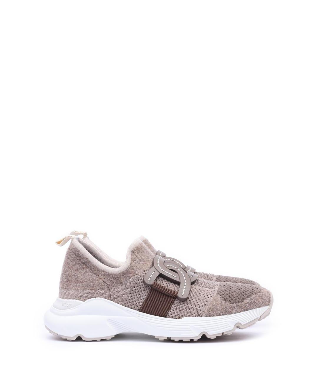 TOD'S Бежевые текстильные кроссовки, фото 1